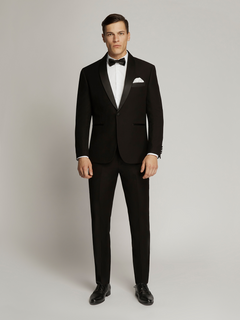 Heston Fine Twill Plain Flatfront Trousers BLACK