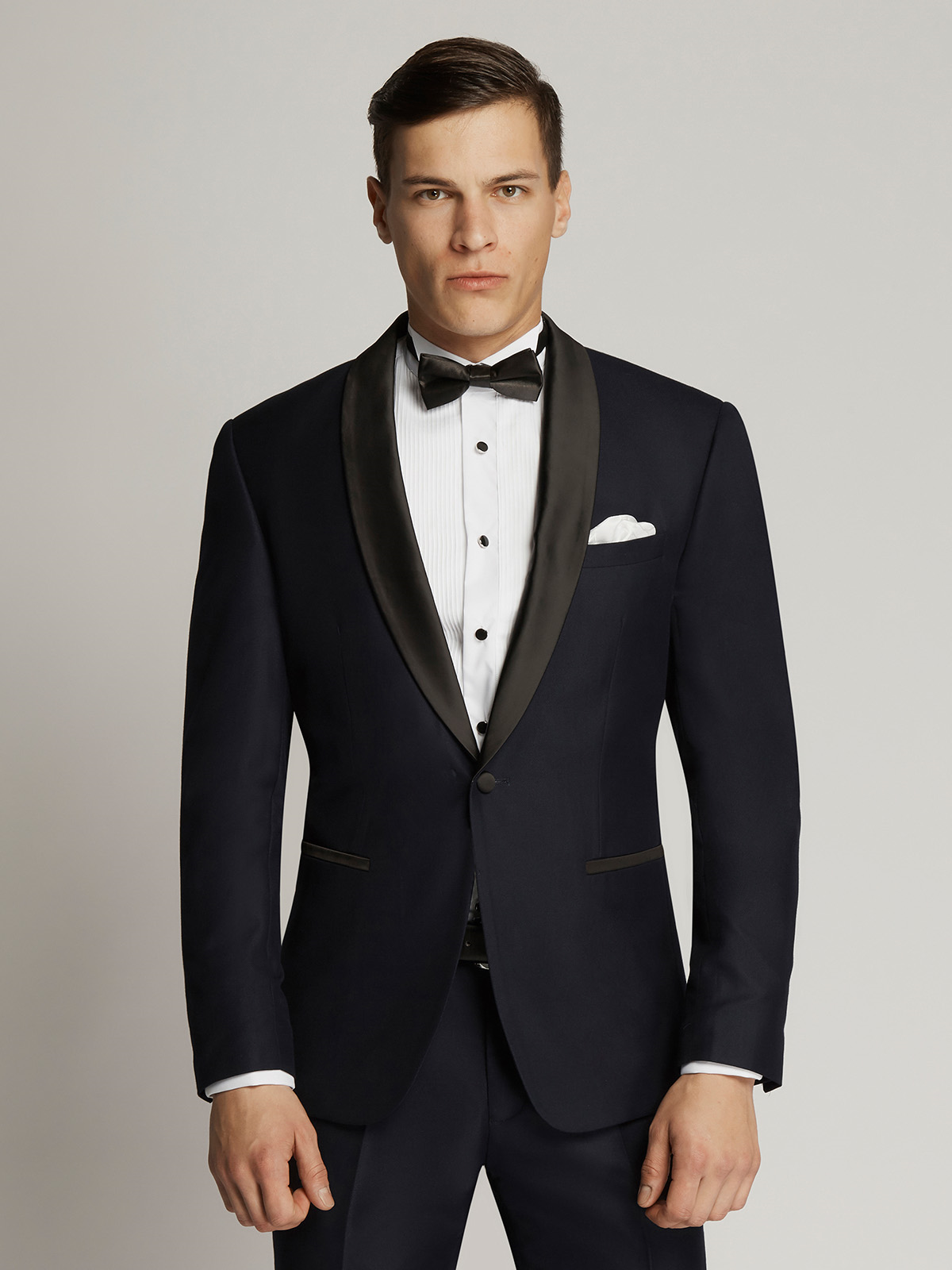 Max Fine Micro Texture Shawl Lapel Suit NAVY