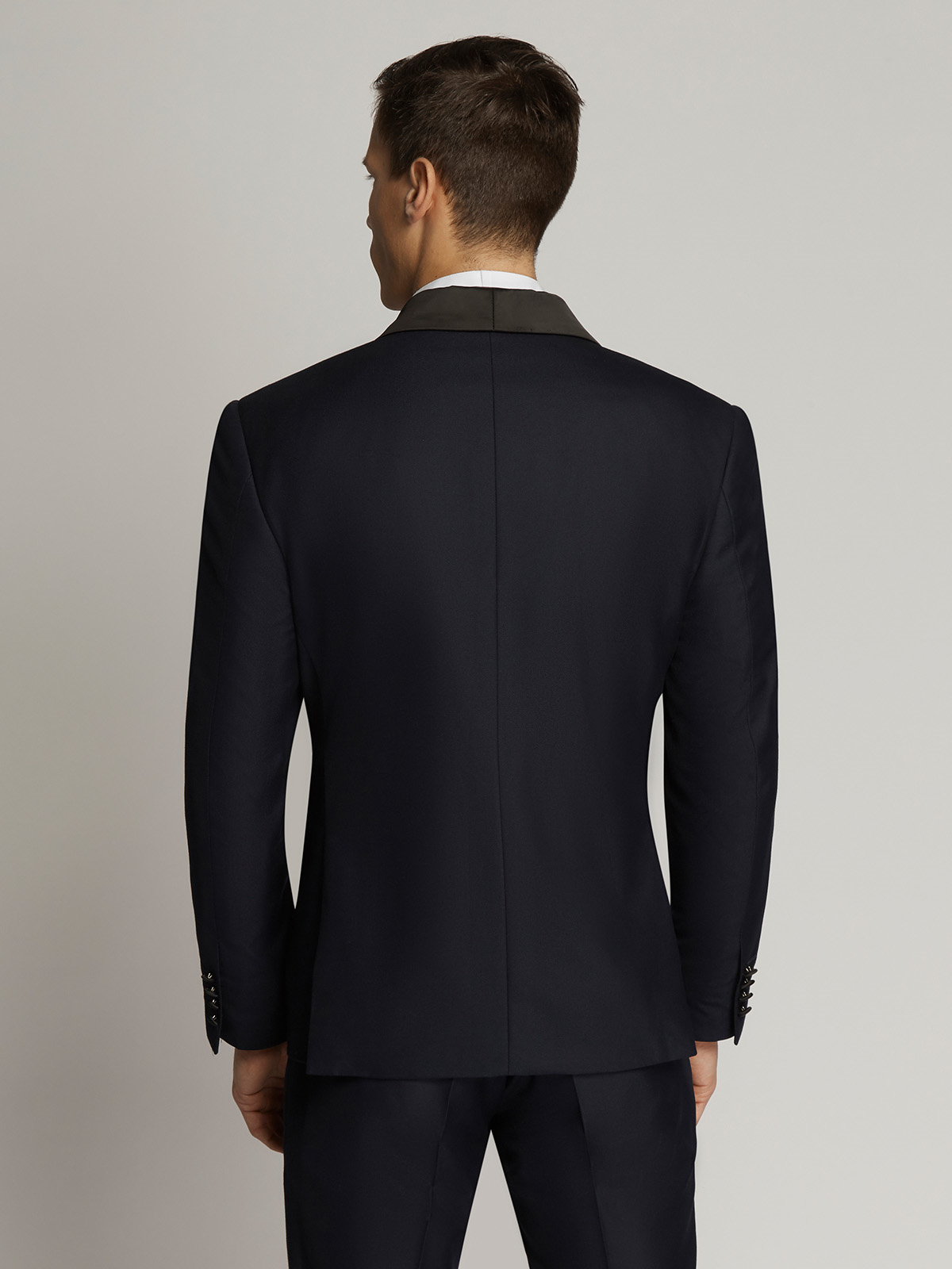 Max Fine Micro Texture Shawl Lapel Suit NAVY