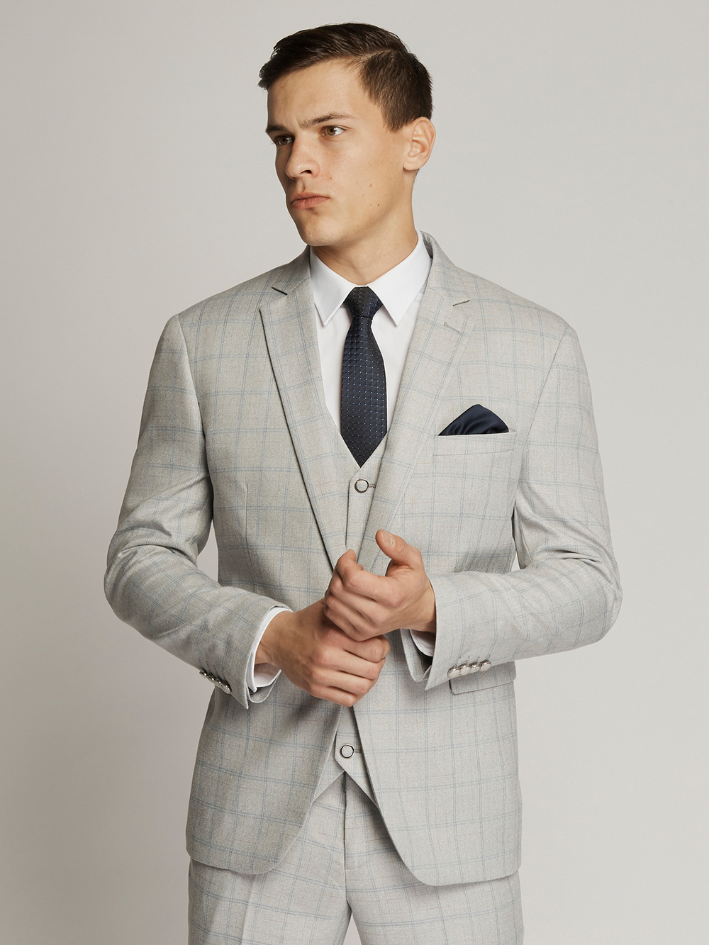 Langcaster Windowpane Check Jacket Grey