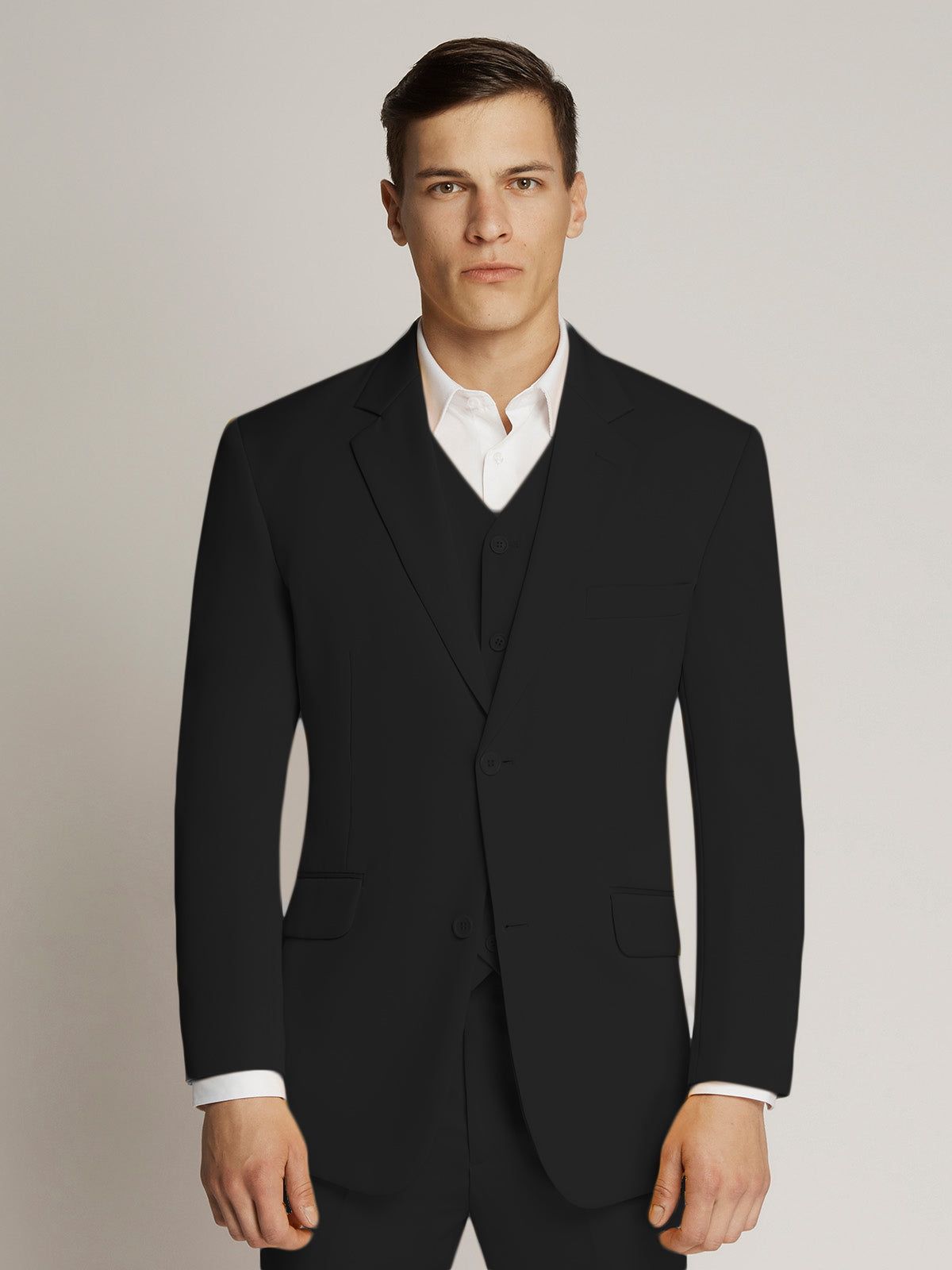 Vegas Fine Twill Plain Microfibre Suit Black