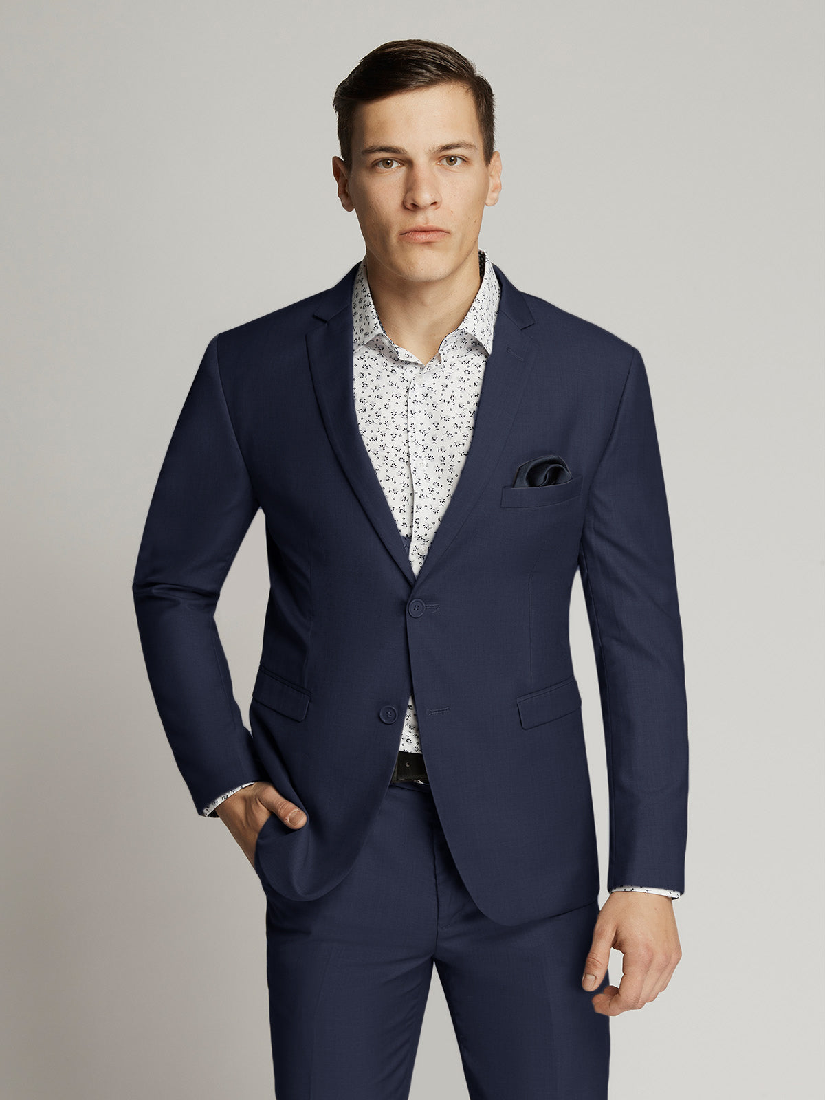 James Fine Twill Plain Suit Blue Classic Fitting