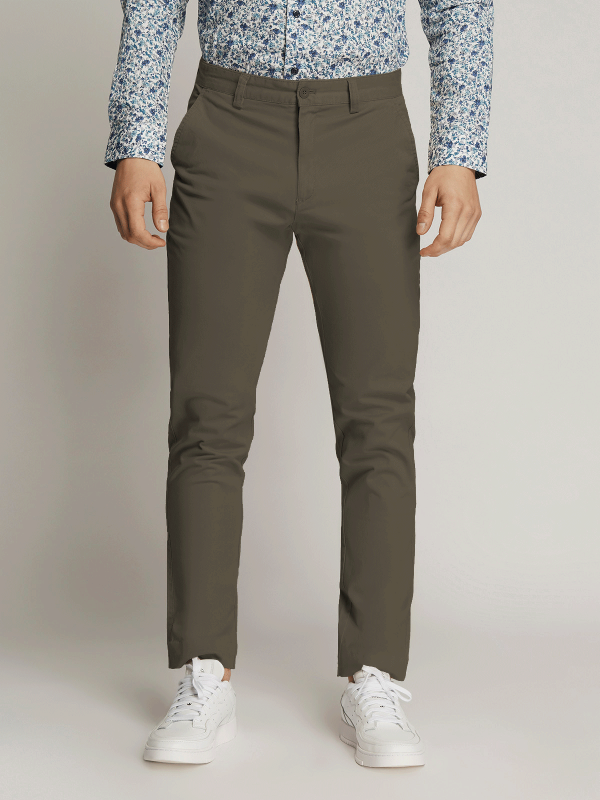 Ledger Peach Finish Fine Cotton Drill Slim Fit Men's Suit Olive