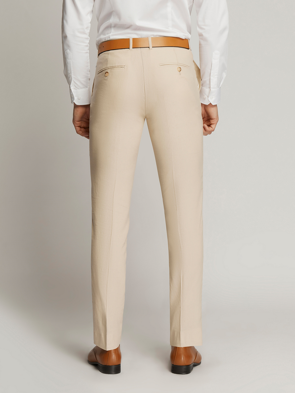 Orlando Linen Blend Flatfront Trousers BEIGE