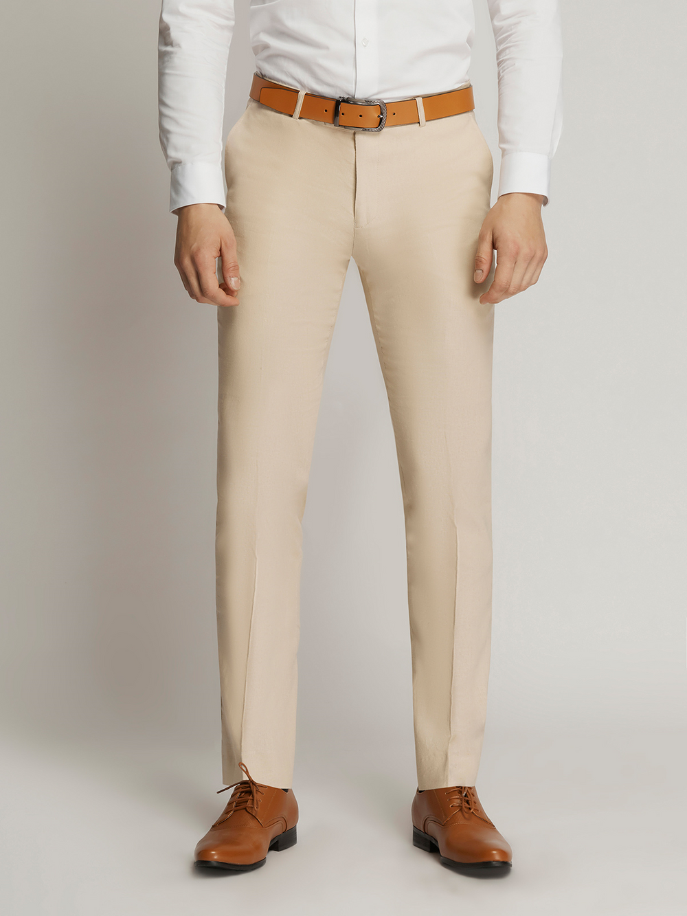 Orlando Linen Blend Flatfront Trousers BEIGE
