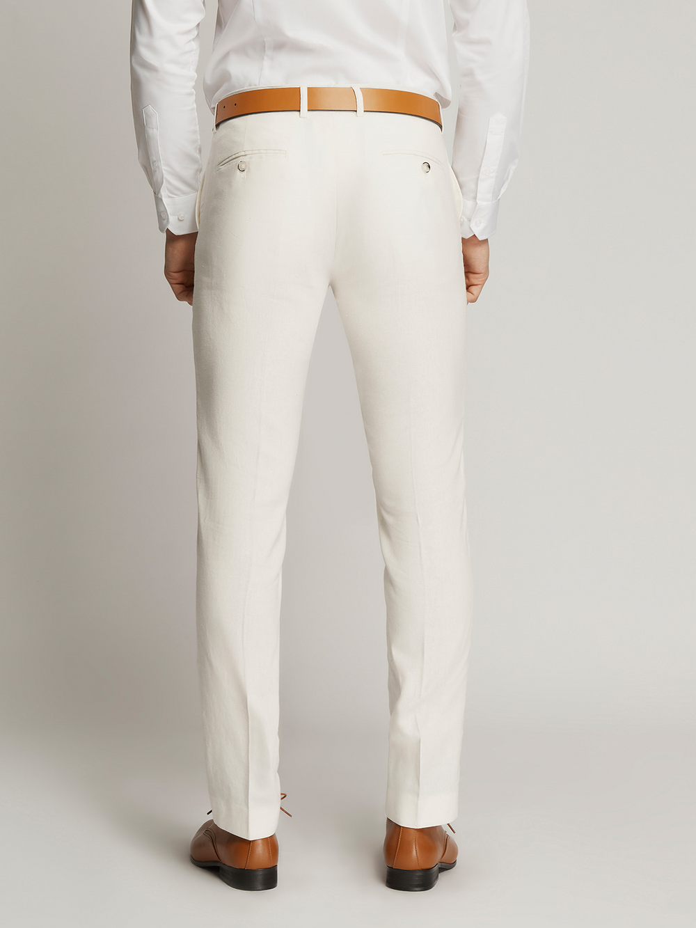 Orlando Linen Blend Flatfront Trousers IVORY