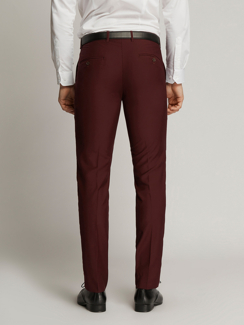 Harry Super Fine Twill Plain Flatfront Trousers MAROON