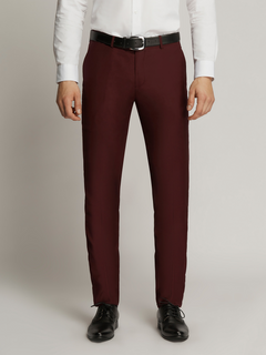 Harry Super Fine Twill Plain Flatfront Trousers MAROON
