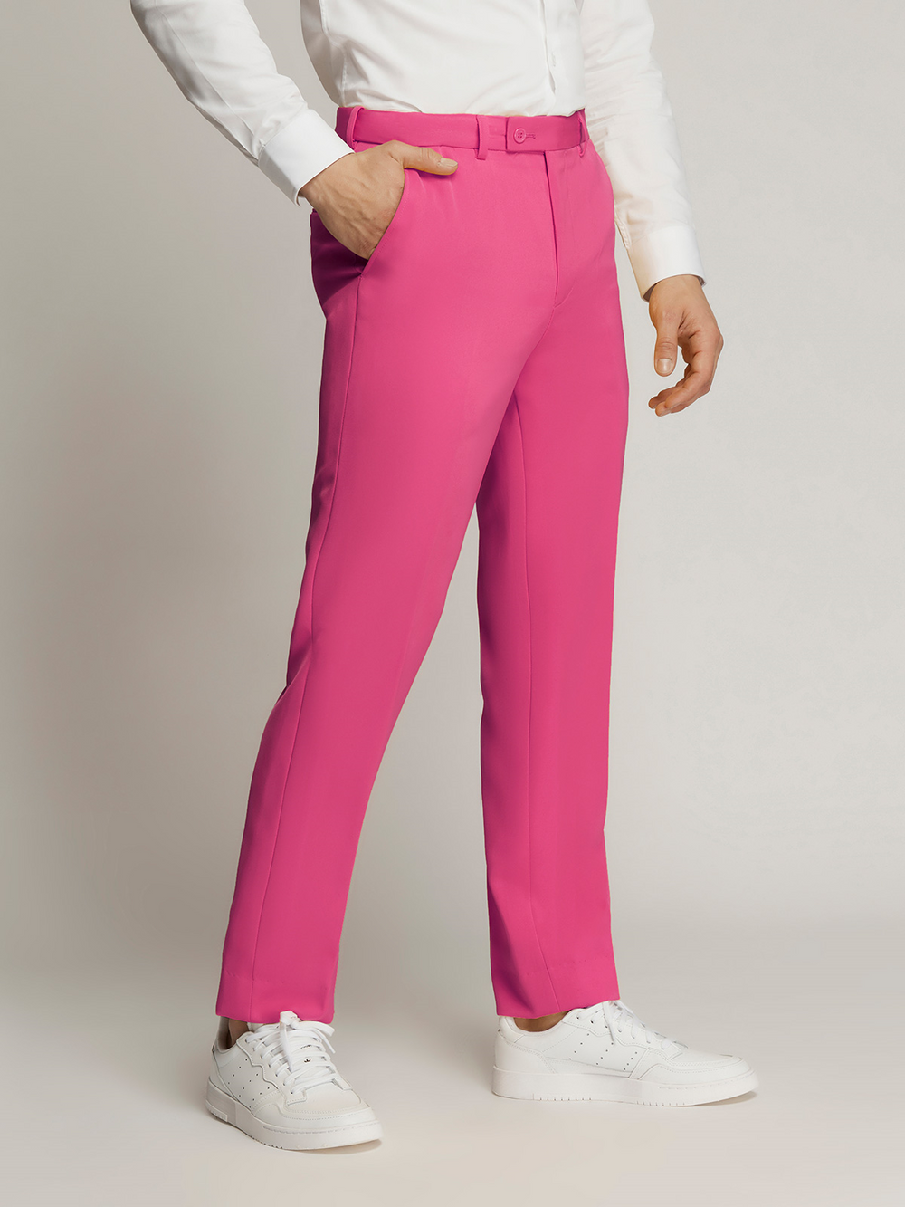 Vegas Fine Twill Plain Microfibre Trousers PINK