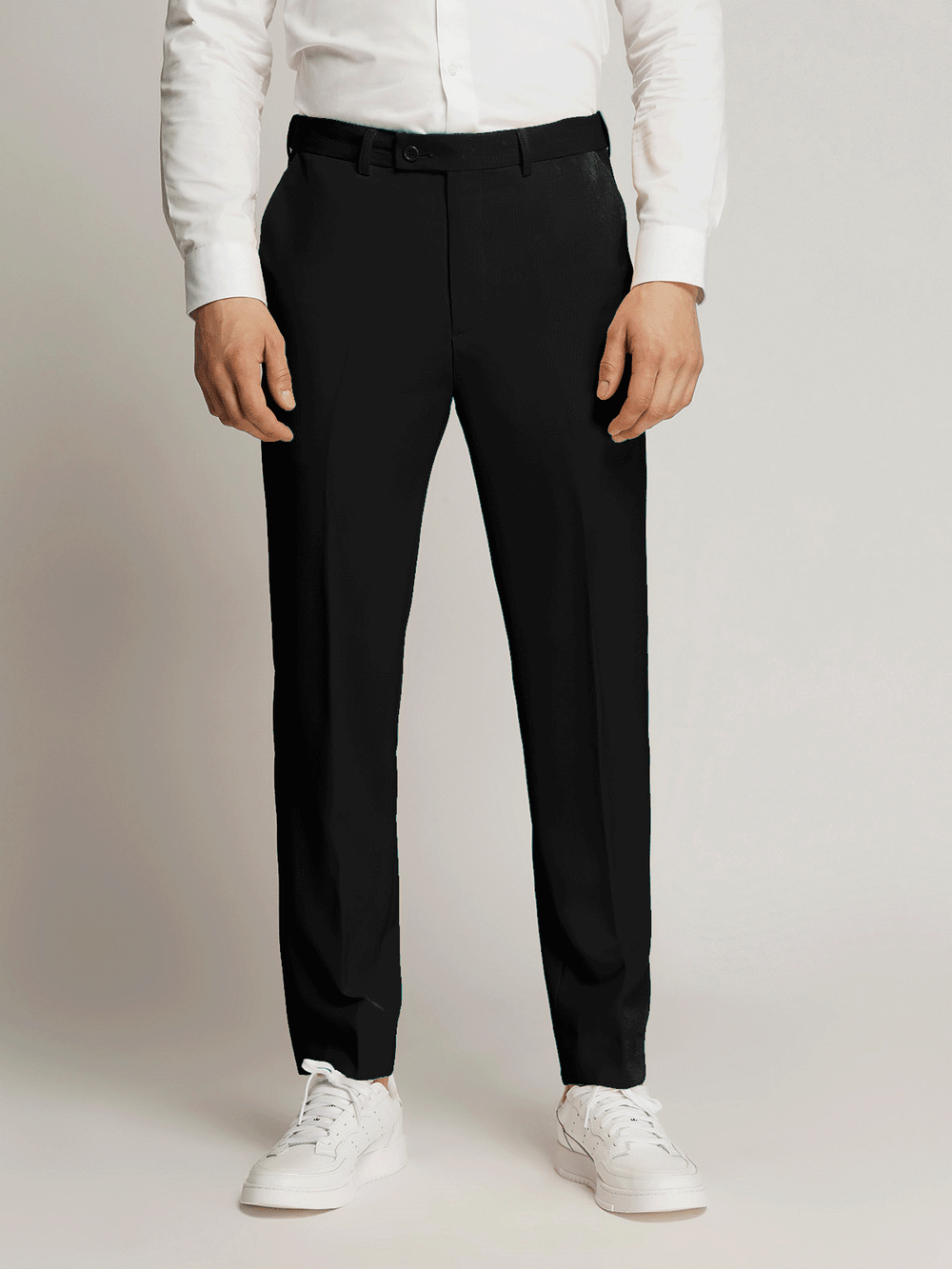 Vegas Fine Twill Plain Microfibre Trousers BLACK