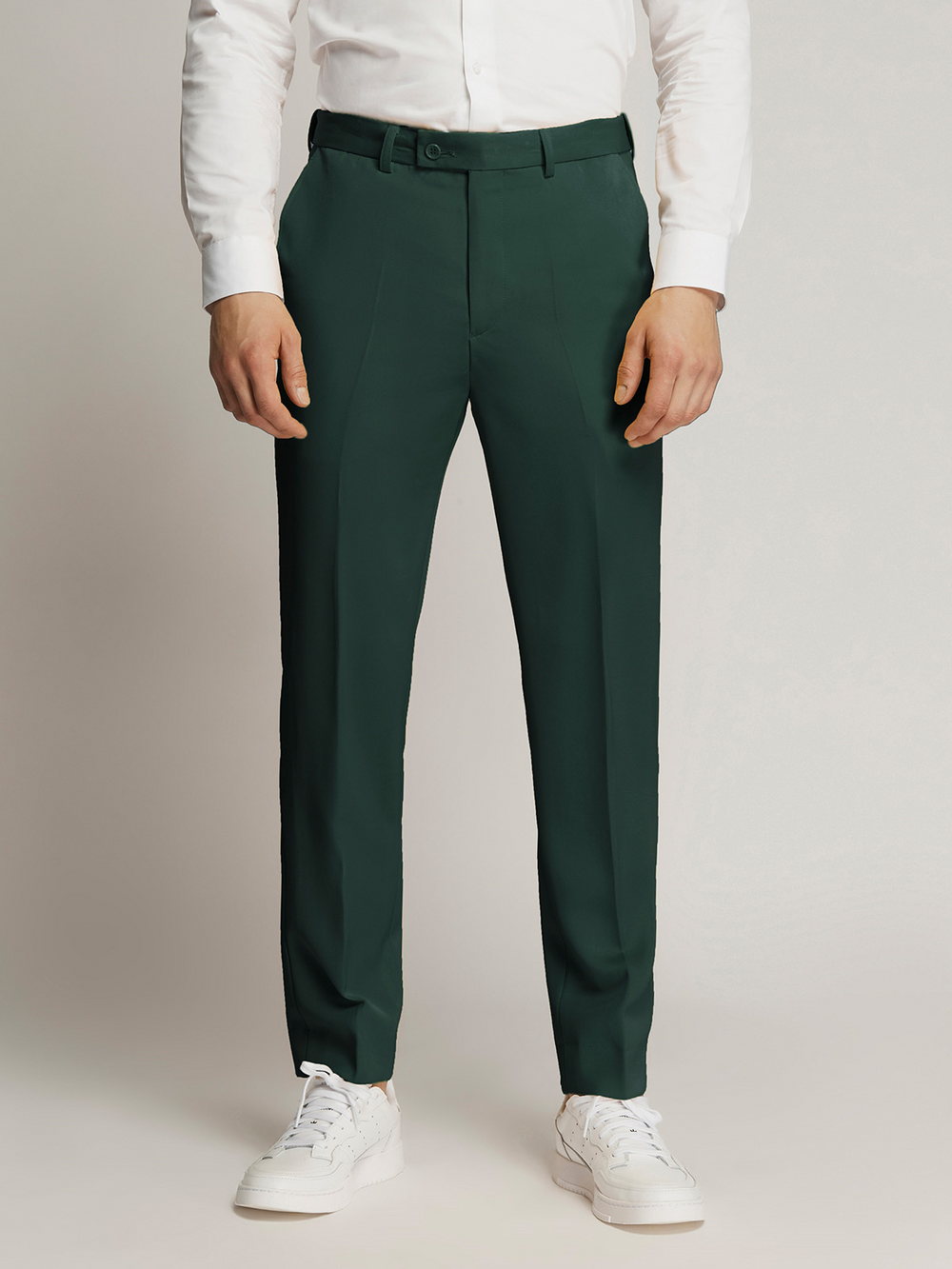 Vegas Fine Twill Plain Microfibre Trousers EMERALD