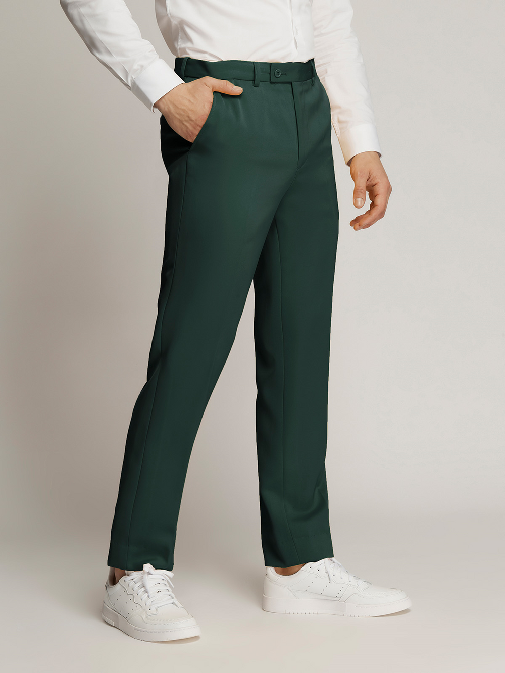 Vegas Fine Twill Plain Microfibre Trousers EMERALD