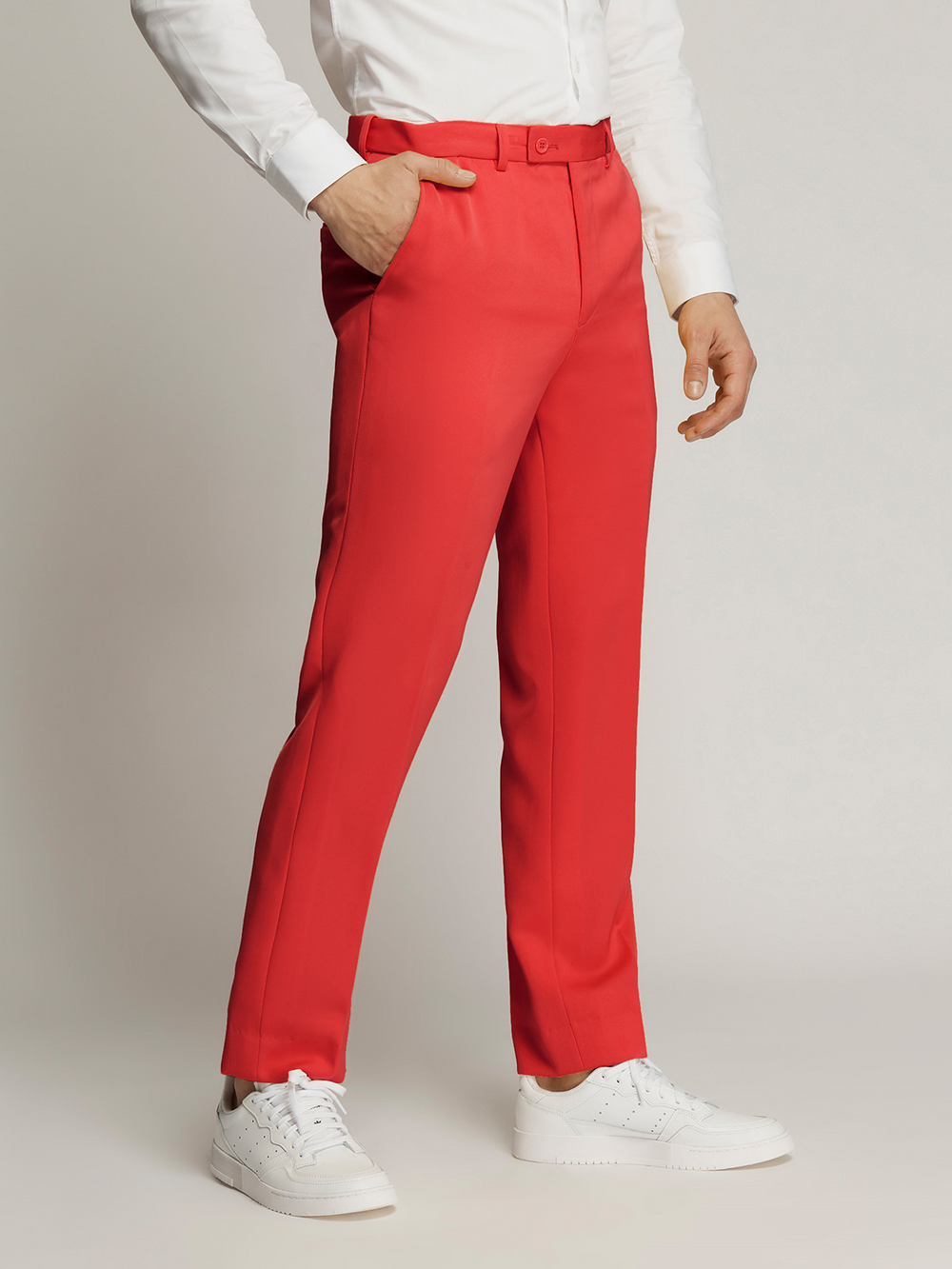 Vegas Fine Twill Plain Microfibre Trousers RED