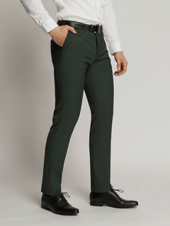 Poly Viscose Slim Fit Trousers BOTTLE GREEN
