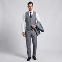 Matteo Men's 5B Wool Blend With Stretch Vest 12 Pewter | A man in formal wear, wearing this vest. He should be holding his jacket in one hand