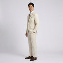 Matteo Notch Lapel Wool Blend With Stretch Jacket Oatmeal | Same as first image, but have the model standing side on or at an alternative angle towards the camera.