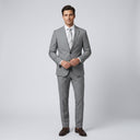 Matteo Notch Lapel Wool Blend With Stretch Jacket Pewter | Place the product on to a male model standing in a studio on a light grey background.