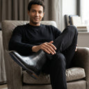 Men's Black Leather Chelsea Slip-on Boots | Use the selected product image as the exact product identity and material reference, not as a composition to copy.