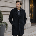 Merino Wool Overcoat - Black