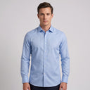 Nathan Oxford Long Sleeve Shirt Sky Blue | Man wearing this formal long sleeve shirt.