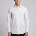 Nathan Oxford Long Sleeve Shirt White | Man wearing this formal long sleeve shirt.