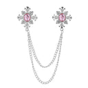 Lapel Chain Pin/ Collar Pin Silver Regal Pink Rhinestone Collar Pin