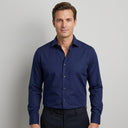 Short Sleeve Shirt NAVY | Man wearing this shirt. Do not copy the face of the visual reference.