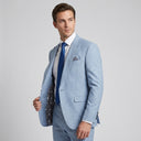 Stallone Plain Weave Stretch Jacket Sky | Place the product on to a male model standing in a studio on a light grey background.