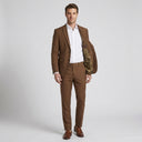 Theo Men's 2B Jacket Brown | Same again, but the model is now standing in a completely different pose.