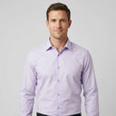 William Bamboo Stretch Shirt Lilac | Man wearing this formal long sleeve shirt.