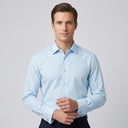 William Bamboo Stretch Shirt Mint | Man wearing this formal long sleeve shirt.