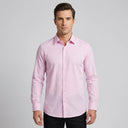 William Bamboo Stretch Shirt Pink | Man wearing this formal long sleeve shirt.