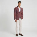 Wool Blend Check Sports Jacket - Burgundy | Same again, but the model is now standing in a completely different pose.