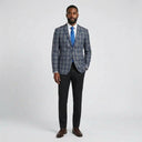 Wool Blend Check Sports Jacket - Grey