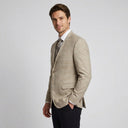 Wyatt Windowpane Check Jacket Camel | Same as first image, but have the model standing side on or at an alternative angle towards the camera.