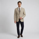 Wyatt Windowpane Check Jacket Camel | Same again, but the model is now standing in a completely different pose.