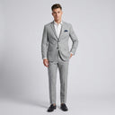 Wyatt Windowpane Check Jacket Silver | Place the product on to a male model standing in a studio on a light grey background.