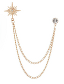 Lapel Chain Pin/ Collar Pin XZ04191 Copper Sun Star