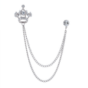 Lapel Chain Pin/ Collar Pin XZ04192 Silver Crown