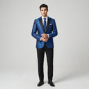 Xavius Patterned Peak Jacket NAVY | Place the product on to a male model standing in a studio on a light grey background.