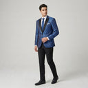 Xavius Patterned Peak Jacket NAVY | Same again, but the model is now standing in a completely different pose.