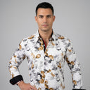 YH Print Long Sleeve Shirt | Man wearing this shirt. Do not copy the face of the visual reference.