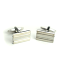 Silver Banded Rectangle Cufflinks