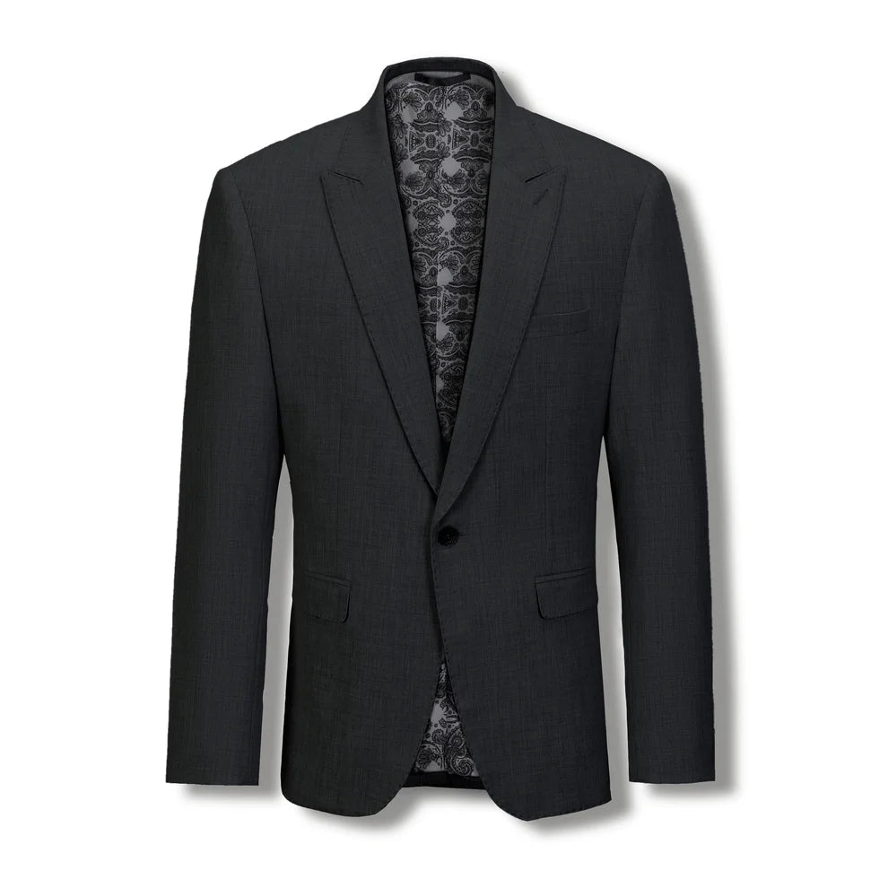 Stallone Plain Weave Stretch Suit Charcoal