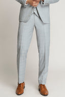 Langcaster Windowpane Check Flatfront Trousers SKY