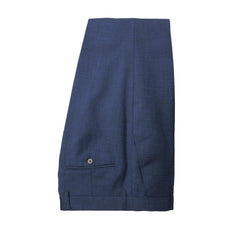 Kelly Slub Weave Plain Flatfront Trousers BLUESTONE