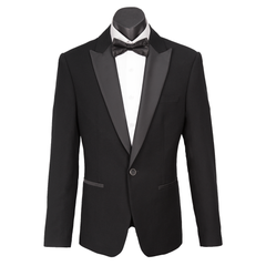 Olivero Men's Satin Peak Lapel Jacket Black