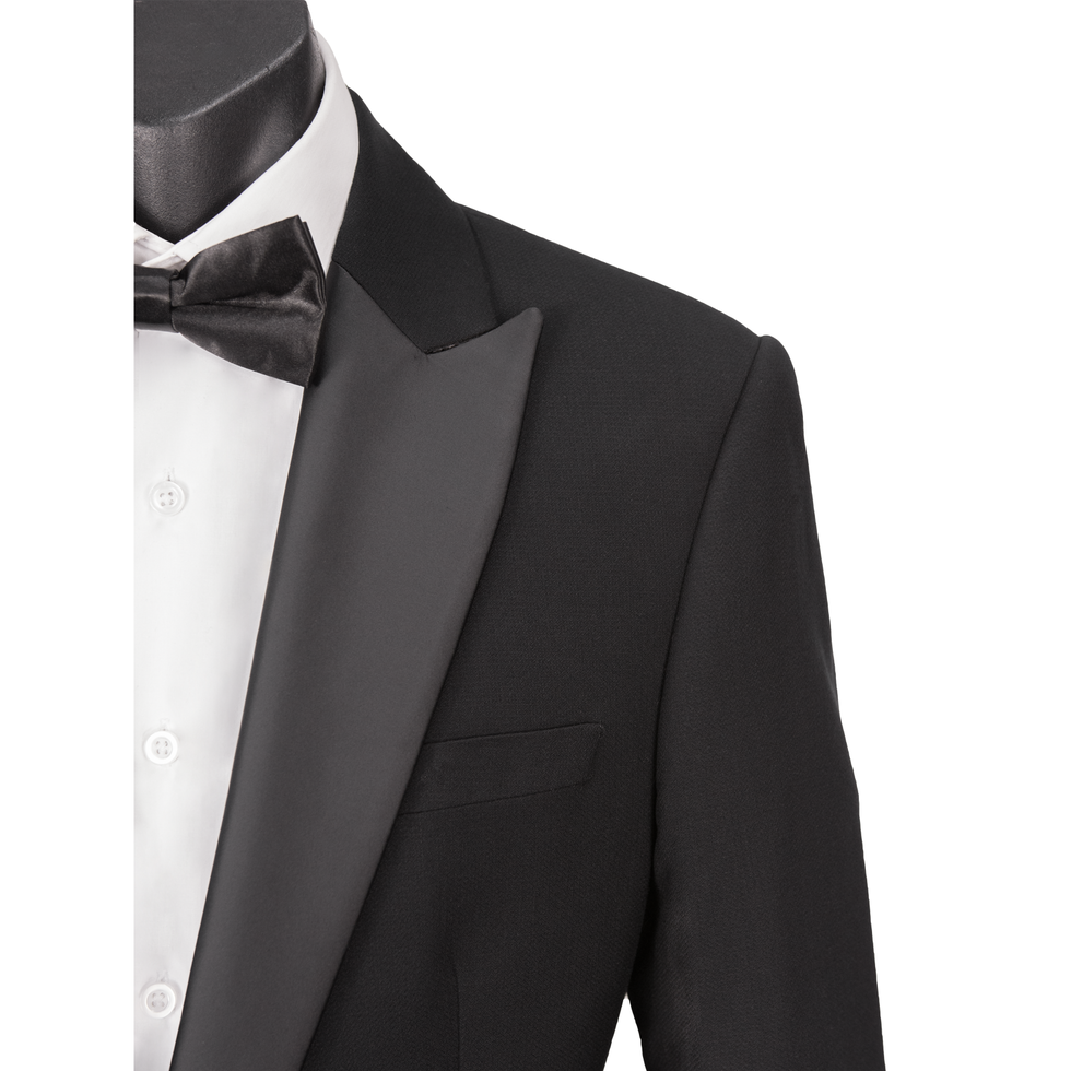 Olivero Men's Satin Peak Lapel Jacket Black