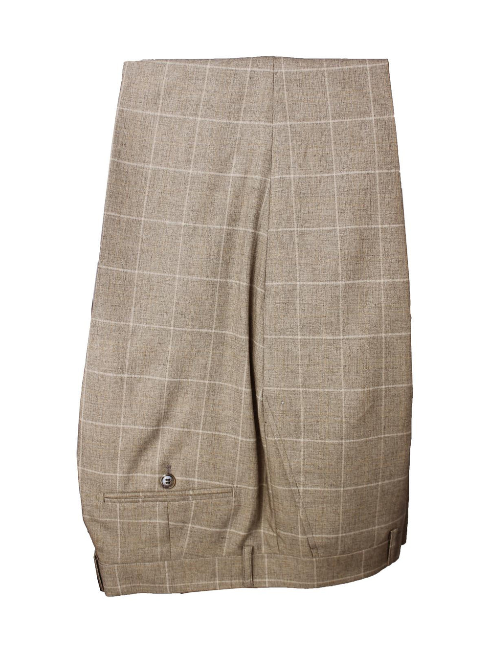 Wyatt Windowpane Check Flatfront Trousers CAMEL