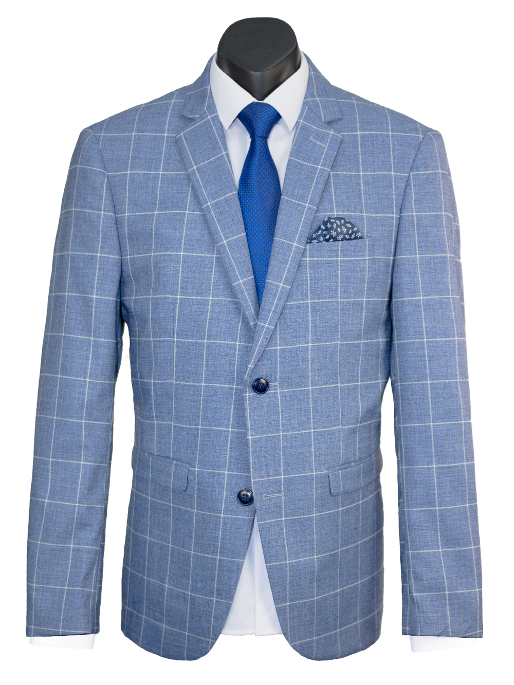 Edison Windowpane Check Jacket Blue